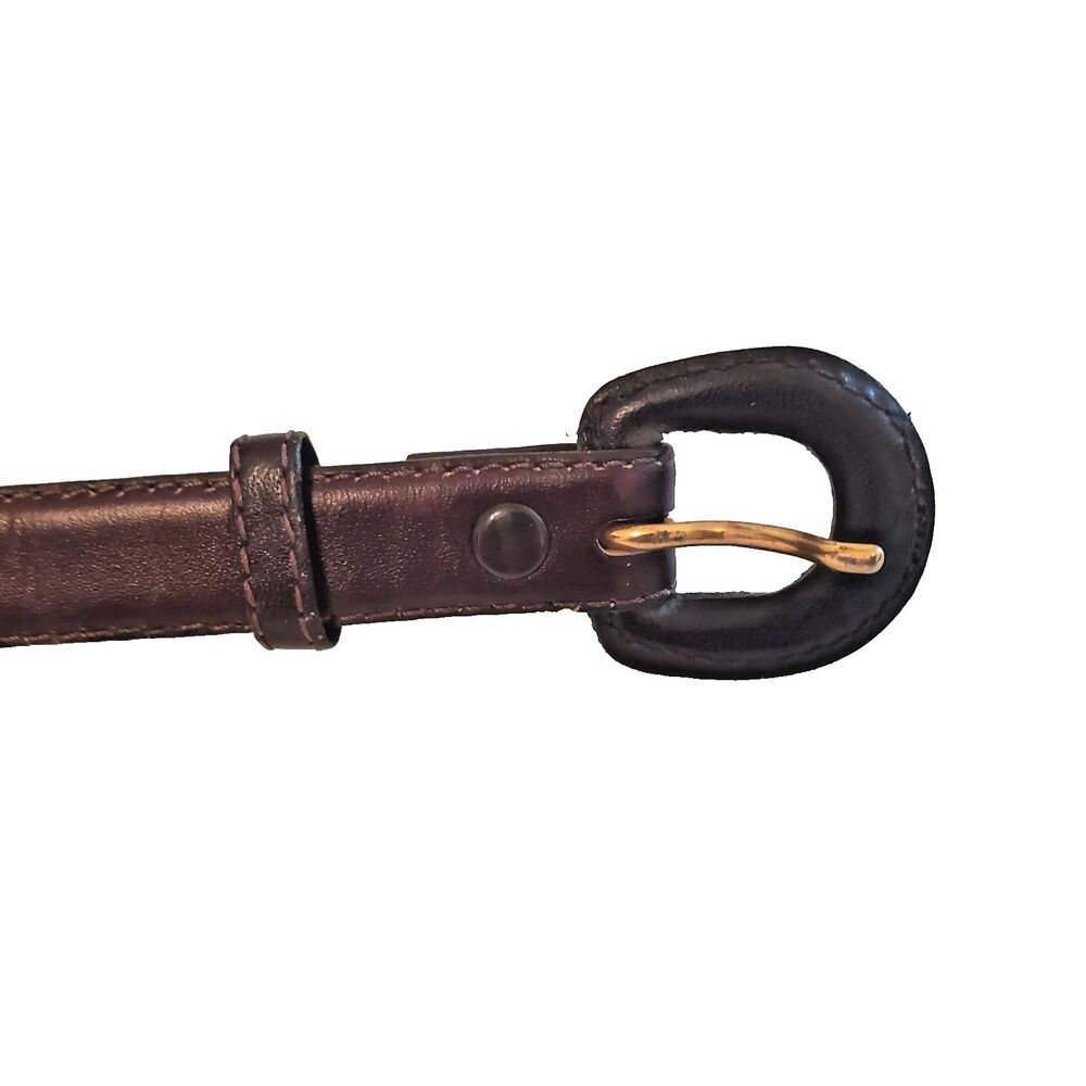 Vintage Astor Women's Brown Leather Belt Medium Skinny Fits 26.25" - 29.25" - Picture 3 of 5